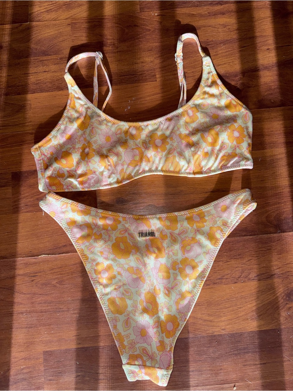 triangl swimwear Yellow & Pink Floral Two-Piece Bikini